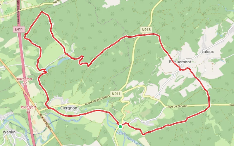 Tracé du parcours Circuit royal autour de Ciergnon