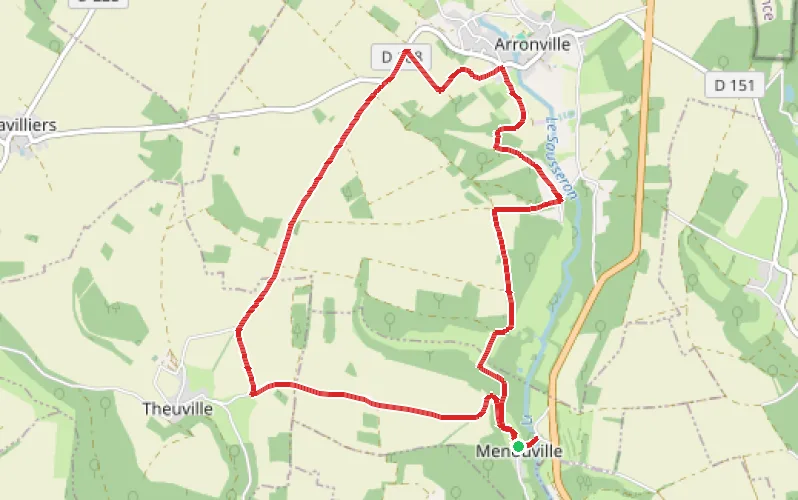 Tracé du parcours Aux Alentours de Menouville
