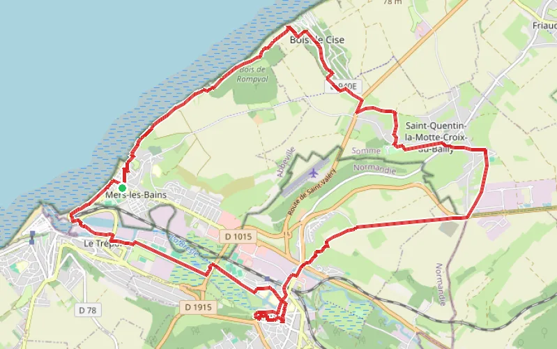 Tracé du parcours Autour de Mers-les-Bains, Eu et le Bois de Cise