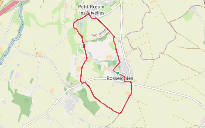 Tracé du parcours Autour du ruisseau de Rosseignies