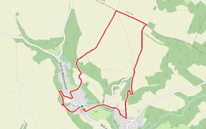 Tracé du parcours Chemins de mémoire autour d'Autrêches