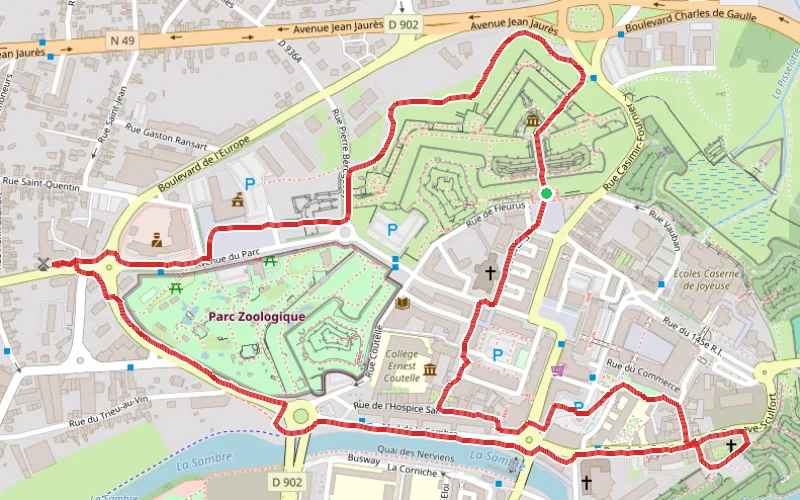 Tracé du parcours Maubeuge à travers les siècles