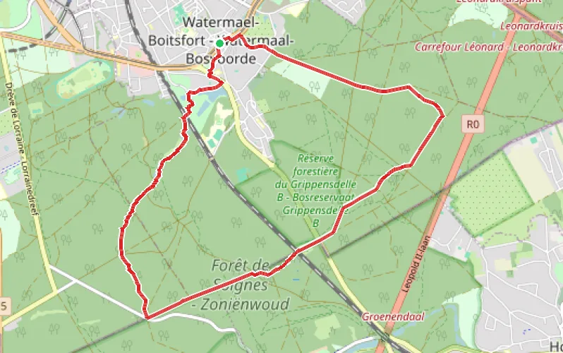 Tracé du parcours La Forêt de Soignes