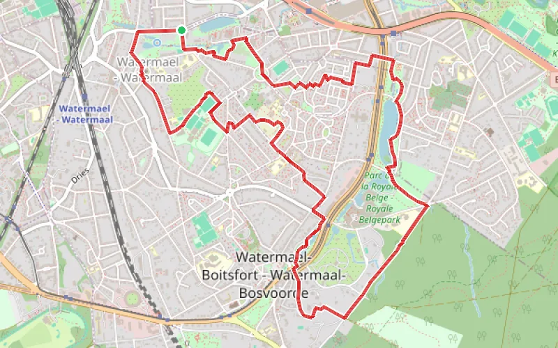 Tracé du parcours Entre villes et forêt autour de Watermael