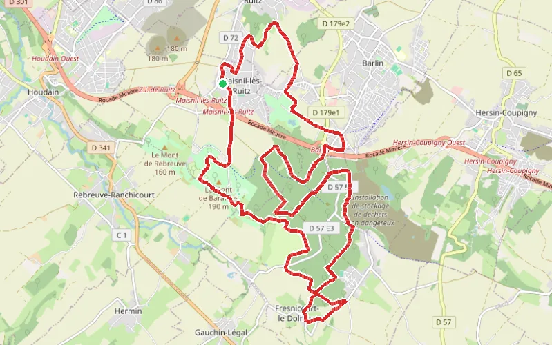 Tracé du parcours Promenons-nous dans le bois de Maisnil-lès-Ruitz