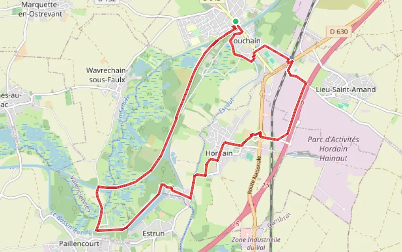Tracé du parcours Le toit de l'Escaut