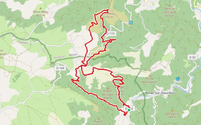 Tracé du parcours Du Dourdou au Merdelou