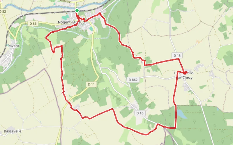 Tracé du parcours Boucle entre Nogent-l'Artaud et La Chapelle-sur-Chézy