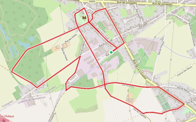 Tracé du parcours Château et Champs de Trazegnies