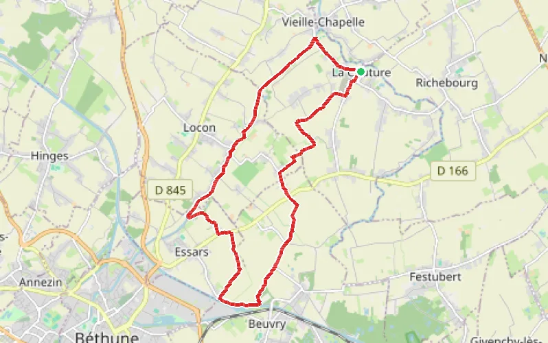 Tracé du parcours La Couture - variante du Sentier de la Lawe