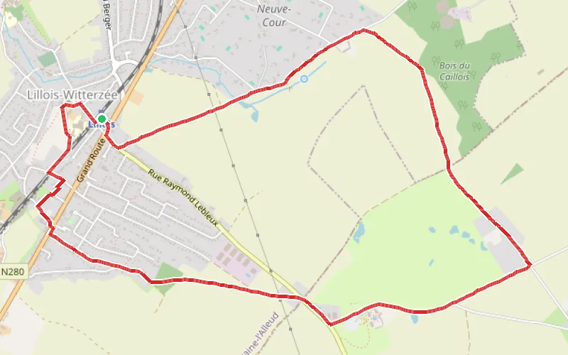 Tracé du parcours Boucle dans les champs vers le golf d'Hulencourt depuis Lillois-Witterzée