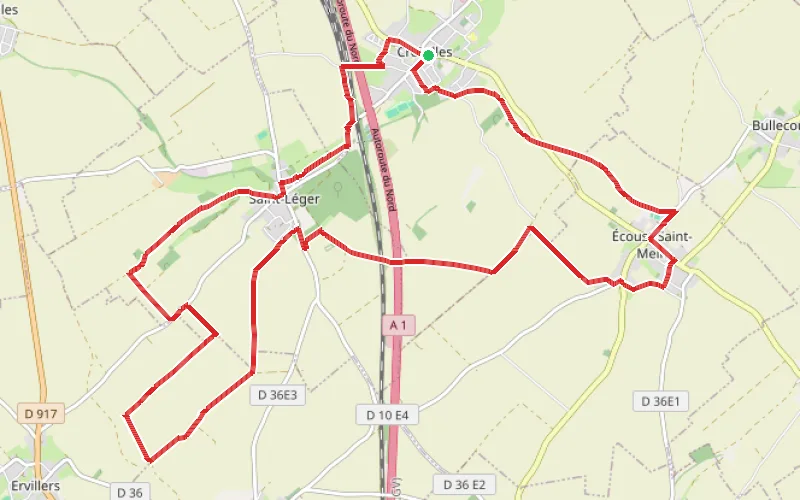 Tracé du parcours Autour de Croisilles sur l'ancienne voie ferrée Boisleux-Marquion