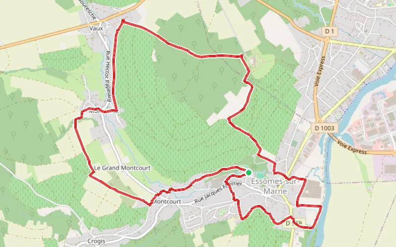 Tracé du parcours Découverte du patrimoine naturel d'Essômes-sur-Marne