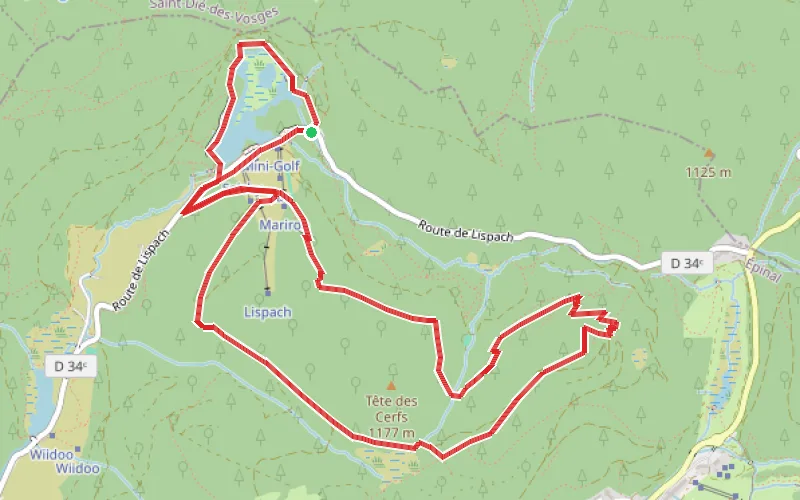 Tracé du parcours Lac de Lispach et Rouge Feigne