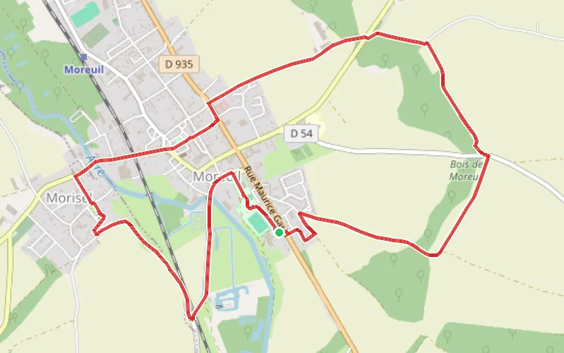 Tracé du parcours Moreuil et Morisel, entre villages et campagnes
