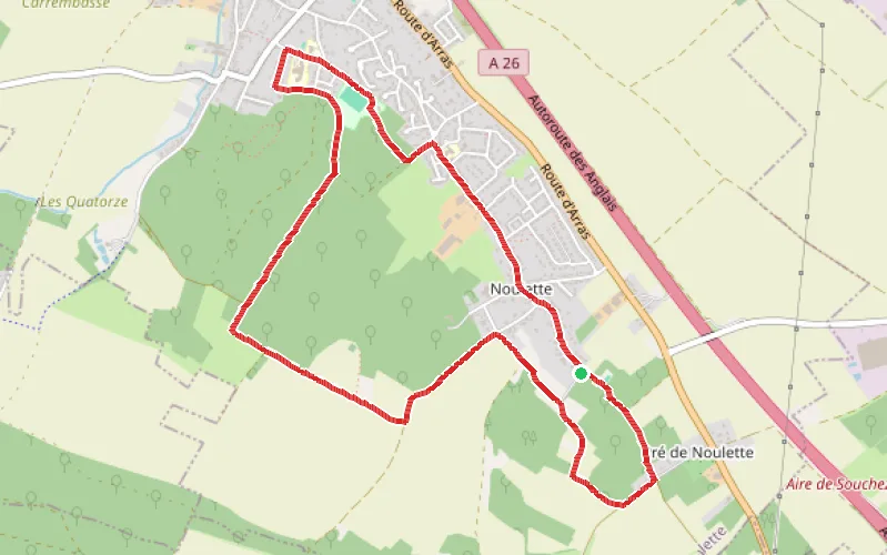 Tracé du parcours De Noulette à Aix par la voie verte