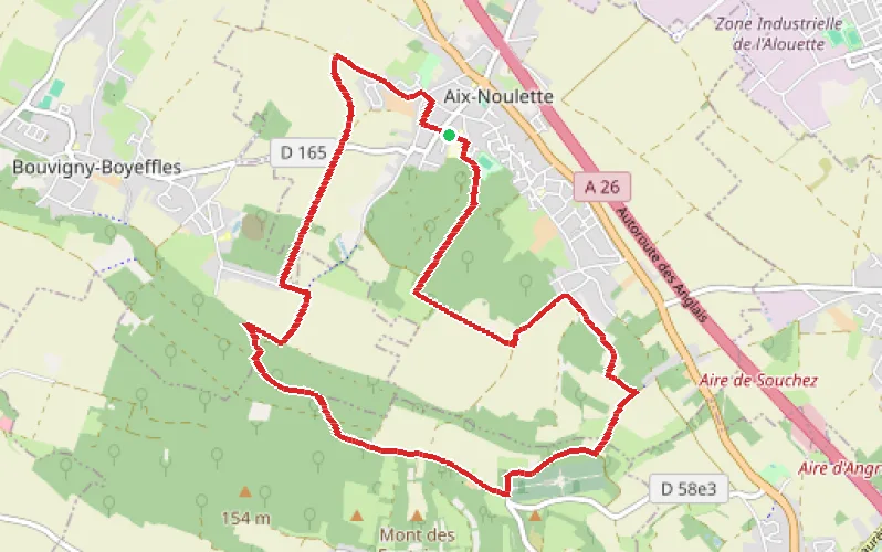 Tracé du parcours La motte depuis Aix-Noulette