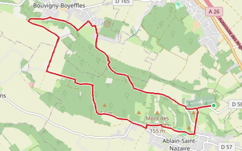 Tracé du parcours La marche du souvenir depuis Lorette