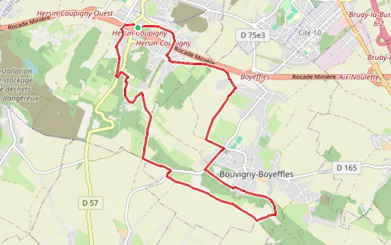 Tracé du parcours La hersinoise depuis Hersin-Coupigny