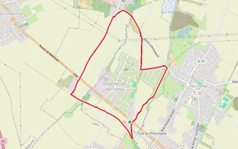 Tracé du parcours Autour du village de Noyelles-lès-Vermelles