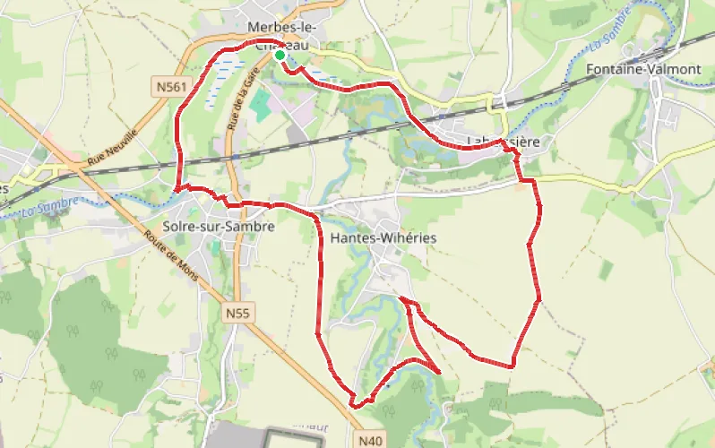 Tracé du parcours Entre Sambre et Hantes