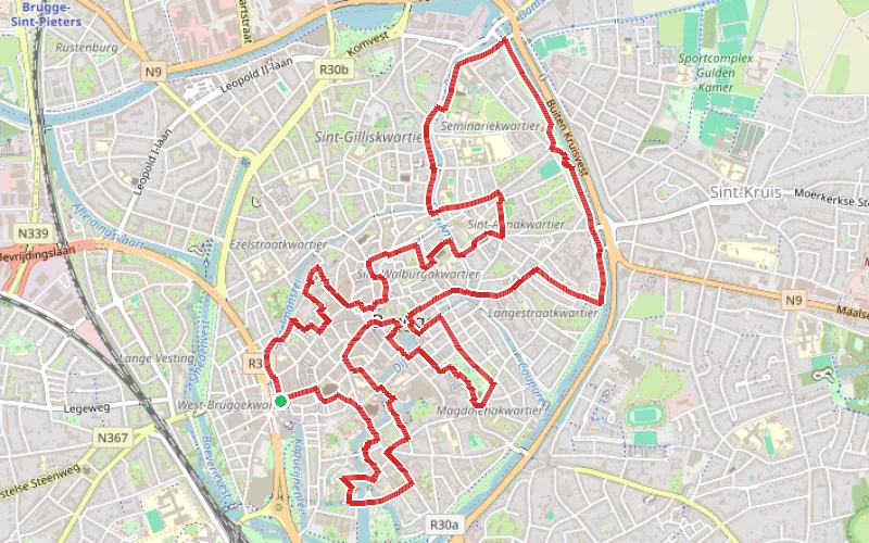 Tracé du parcours Bruges en fêtes à Noël