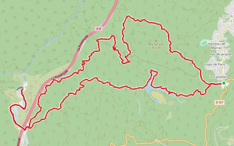 Tracé du parcours Col du Logis de Paris - Reyran - Malpasset - lac de l'Avellan