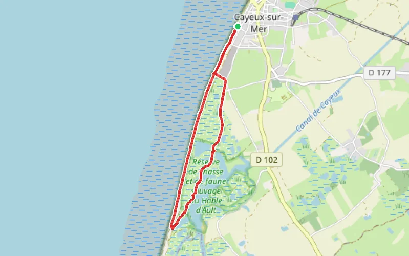 Tracé du parcours Le Hable d'Ault à partir de Cayeux-sur-Mer