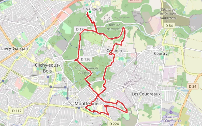 Tracé du parcours Promenade dans les pas de Cosette