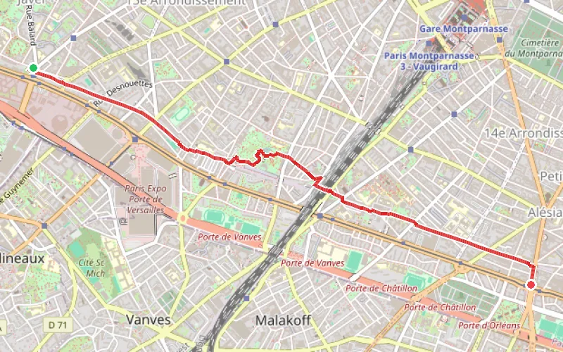 Tracé du parcours La Petite Ceinture du 15e, Georges Brassens et la Petite Ceinture du 14e