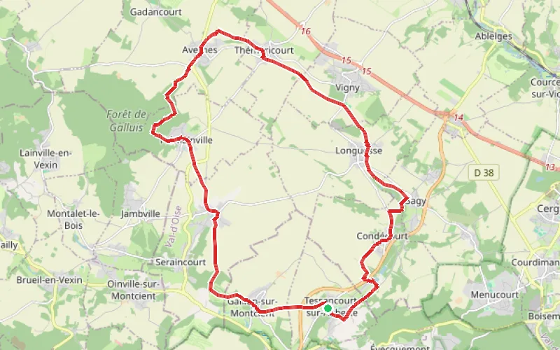 Tracé du parcours Tessancourt-sur-Aubette
