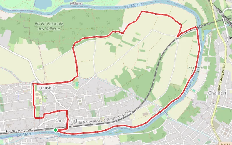 Tracé du parcours Les coteaux de la Marne à Dampmart