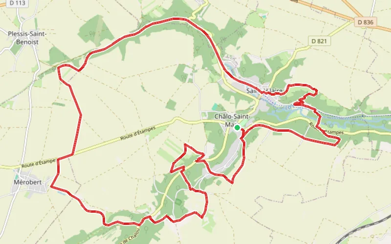 Tracé du parcours Louette et Chalouette à Chalo-Saint-Mars