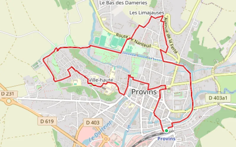 Tracé du parcours Promenade médiévale dans Provins