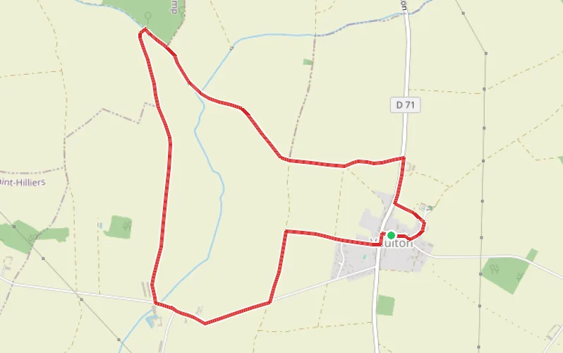 Tracé du parcours Églises médiévales de la Brie - La Priorale de Voulton
