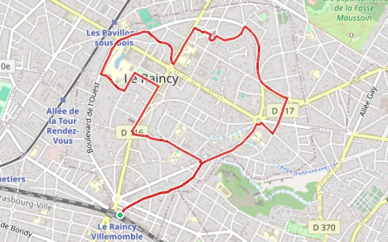 Tracé du parcours Promenade patrimoniale au Raincy