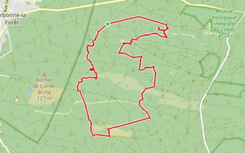 Tracé du parcours Le Cul de Chaudron, le Rocher de Milly et la Cuisinière