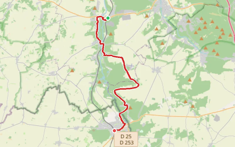 Tracé du parcours De Maisse à Malesherbes par le Moulin de Vicq et le Chemin de Grimery