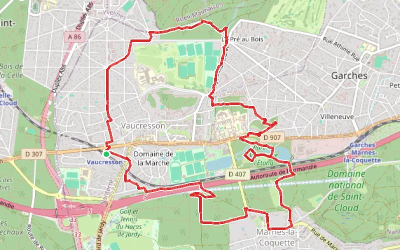 Tracé du parcours Parcours boisé entre Vaucresson et Marnes-la-Coquette