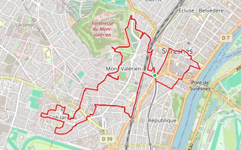 Tracé du parcours La Cité-Jardin de Suresnes