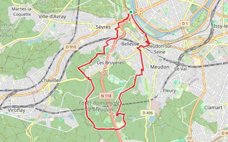 Tracé du parcours De la Seine à la Forêt de Meudon