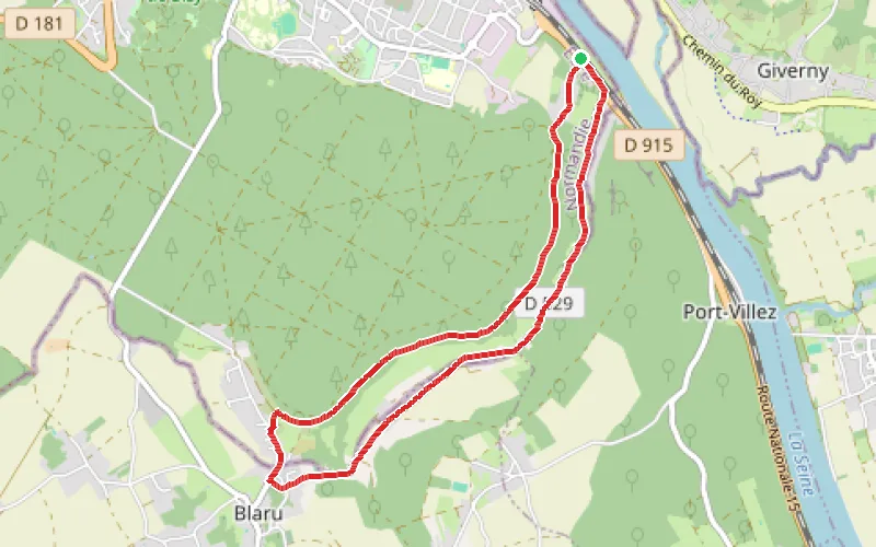 Tracé du parcours Du Petit au Grand Val au départ de Vernon