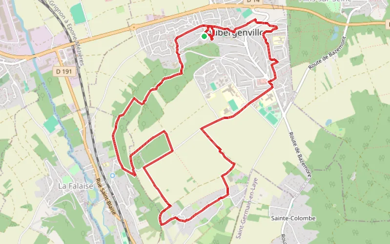 Tracé du parcours Entre ville et campagne autour d'Aubergenville