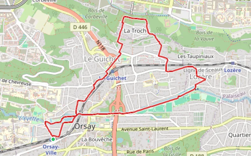 Tracé du parcours La Carrière de la Troche et le Lac de Lozère