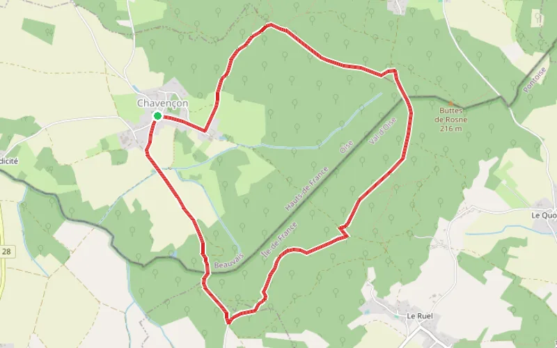 Tracé du parcours Le toit de l'Île-de-France