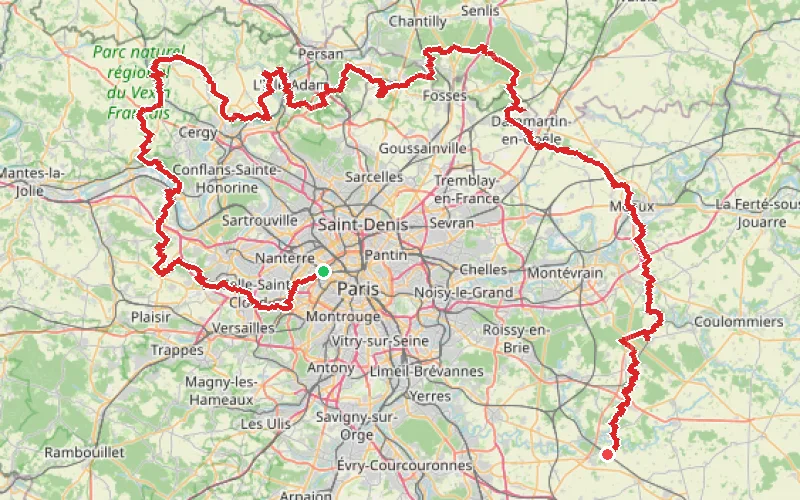 Tracé du parcours GR®1 : tour de l'Île de France