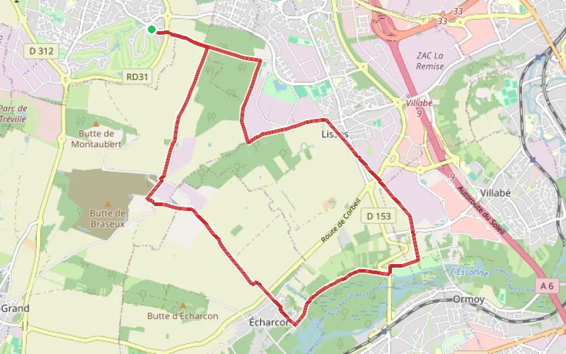 Tracé du parcours Boucle au départ de Bondoufle