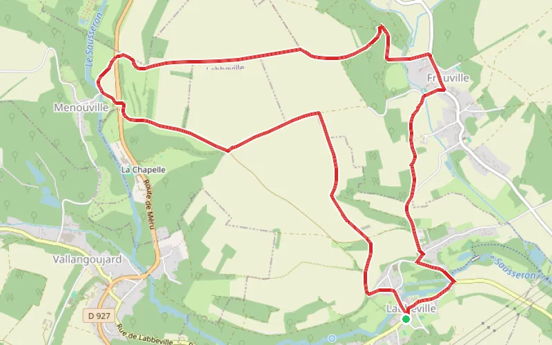 Tracé du parcours De Labbeville à Menouville par Frouville