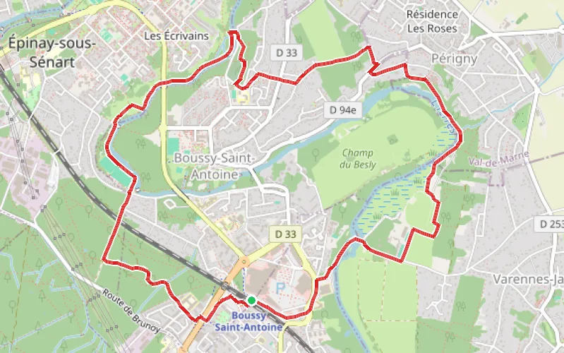 Tracé du parcours Autour de Boussy-Saint-Antoine