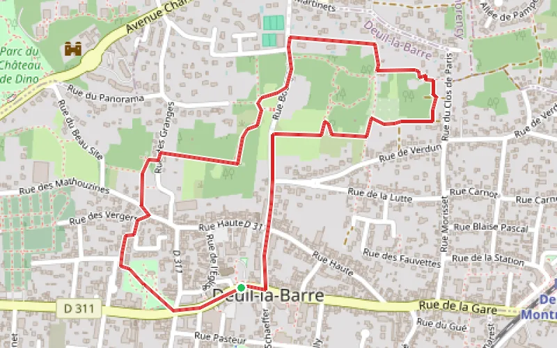 Tracé du parcours Sur les sentiers de la côte de Deuil